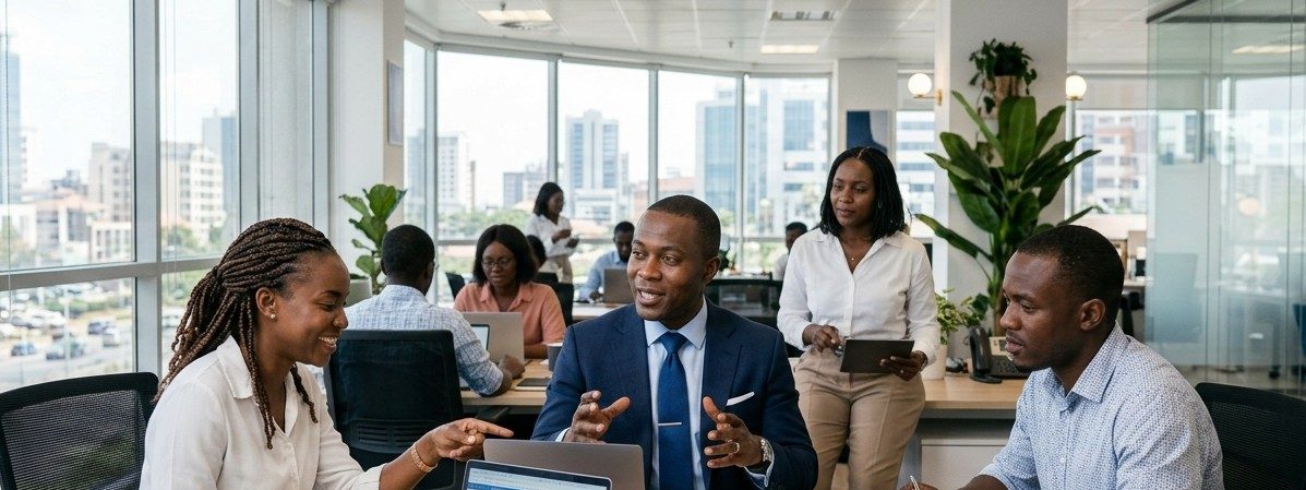 Équipe commerciale en séance de travail